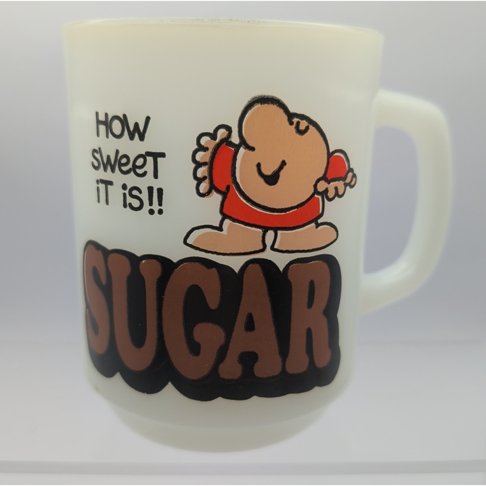 VTG 1979 Ziggy How Sweet It Is! Sugar Anchor Hocking Milk Glass Coffee Mug USA